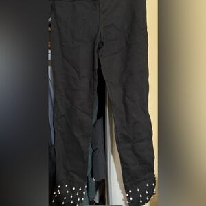 Zara Black Ponte Pants with Pearl Detail Size XL